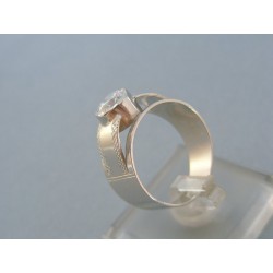 Zlatý dámsky prsteň mohutný biele zlato zirkón DP58479B