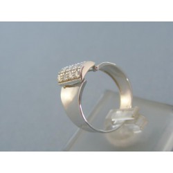 Zlatý dámsky prsteň mohutný s kamienkami v troch radoch DP50305B