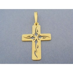 Zlatý prívesok krížik s ornamentami žlté zlato DIK089Z