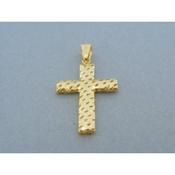 Zlatý prívesok krížik žlté zlato s jemným vzorom DIK078Z