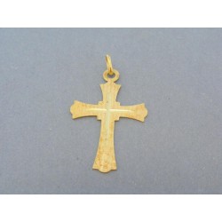 Jemne vzorovaný prívesok krížik žlté zlato