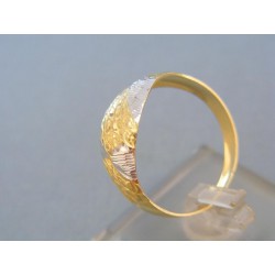 Vzorovaný dámsky prsteň žlté biele zlato 