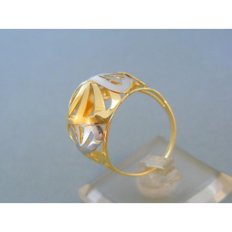 Vzorovaný dámsky prsteň žlté biele zlato