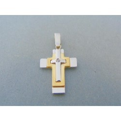 Zlatý prívesok krížik žlté biele zlato zirkónik VIK210V