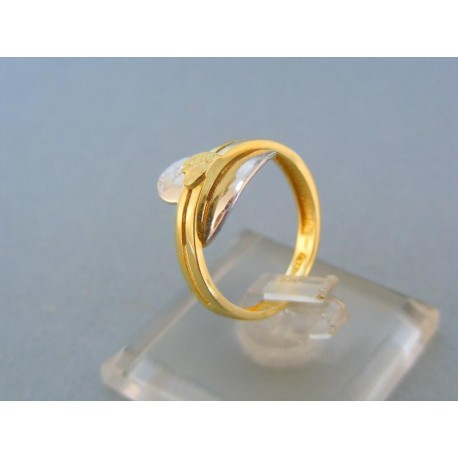 Zlatý prsteň žlté biele zlato vzorované srdiečka