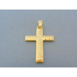 Zlatý prívesok jemne vzorovaný krížik žlté zlato VIK156Z