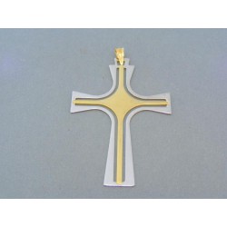 Moderný prívesok krížik žlté biele zlato 