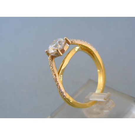 Elegantný zlatý prsteň žlté biele zlato zirkóny