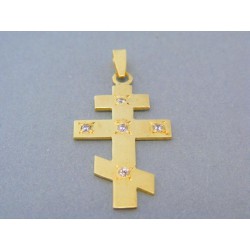 Zlatý prívesok krížik žlté zlato zirkóniky VIK294Z