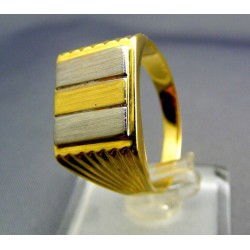 Zlatý pánsky prsteň viacfarebné zlato hranatý tvar VP68678V