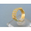 Zlatý dámsky prsteň široký žlté zlato tri rady kamienkov DP49454Z