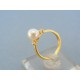 Očarujúci dámsky prsteň žlté zlato ozdoba perla dva kamienky