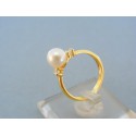 Zlatý dámsky prsteň čarovný žlté zlato ozdoba perla dva kamienky DP52233Z