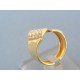 Moderný dámsky prsteň žlté zlato široký zirkóny
