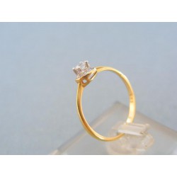 Zlatý prsteň dvojfarebné zlato zirkón v korunke DP52127V