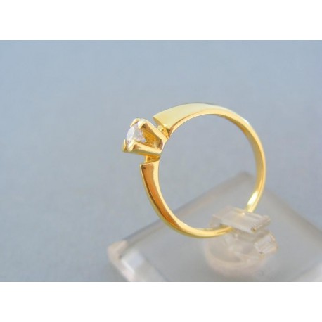 Jednoduchý zlatý prsteň žlté zlato zirkón v korunke