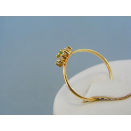 Zlatý prsteň žlté zlato tvar kvet farebné zirkóny