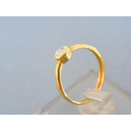 Jednoduchý dámsky prsteň žlté zlato priehľadný zirkón