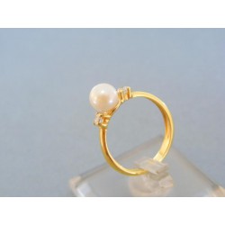 Zlatý prsteň žlté zlato perla dva zirkóny DP52225Z