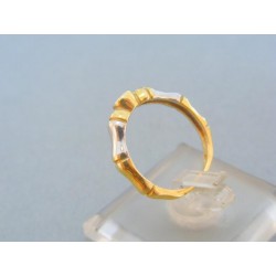 Zlatý dámsky prsteň vzorovaný žlté biele zlato zirkón DP50331V
