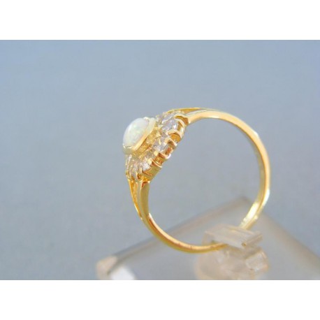 Elegantný dámsky prsteň žlté zlato opál zirkón VP56310Z
