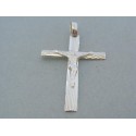 Vzorovaný prívesok krížik biele zlato ukrižovaný Ježiš VIK186B