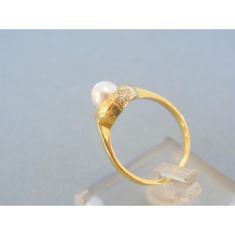 Krásny dámsky prsteň žlté zlato perla VP55293Z