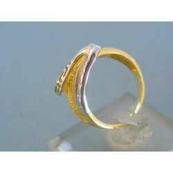 Moderný vzorovaný prsteň žlté biele zlato VP53352V