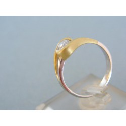 Zlatý prsteň dvojfarebné zlato zirkón VP55332V