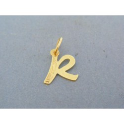 Jemne vzorovaný prívesok písmeno R žlté zlato VI043Z