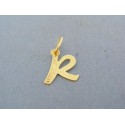 Jemne vzorovaný prívesok písmeno R žlté zlato VI043Z