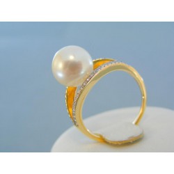 Zlatý prsteň žlté zlato perla briliant VPB57459Z
