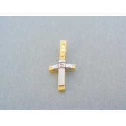 Zlatý prívesok krížik žlté biele zlato zirkón VIK159V