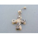 Piercing ch. oceľ kríž zo šperkárskej hmoty VO379