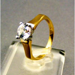 Zlatý dámsky prsteň s kamienkom v korunke žlté zlato VP53265Z