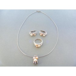 Strieborná súprava elegantná náhrdelník náušnice prsteň DSS582420