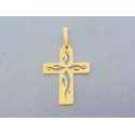 Zlatý prívesok krížik vyrezávany žlté zlato VIK087Zmo