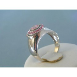 Strieborný prsteň ružové zirkóny DPS54553