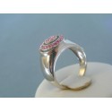 Strieborný prsteň ružové zirkóny DPS54553