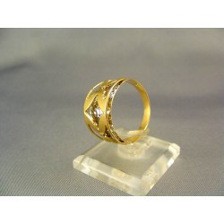 Zlatý dámsky prsteň vzorovaný žlté biele zlato VP62360V