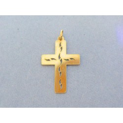Zlatý prívesok krížik vzorovaný žlté zlato DIK088Zmo