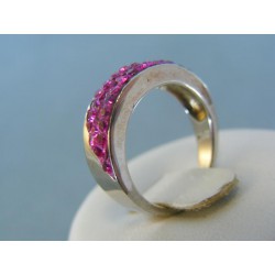 Strieborný prsteň swarovskí ružové krištáliky VPS51436
