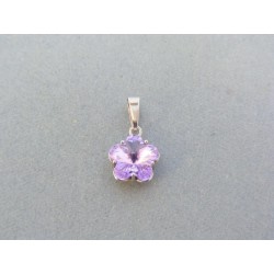 Strieborný prívesok fialový zirkón tvar kvet DIS108