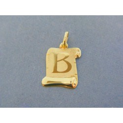 Zlatý prívesok písmeno B žlté zlato DI078Z