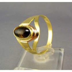 Zlatý prsteň s hnedým kameňom viacfarebné zlato VP67411V