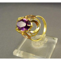 Zlatý prsteň s fialovým zirkónom viacfarebné zlato VP56442V