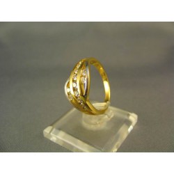 Zlatý dámsky prsteň s kamienkami žlté biele zlato VP55371V