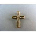 Zlatý prívesok krížik s kamienkami VI160K