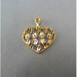 Zlatý prívesok srdce zlato s lupienkami kvetu DI157V 14 karátov 585/1000 1,57 g