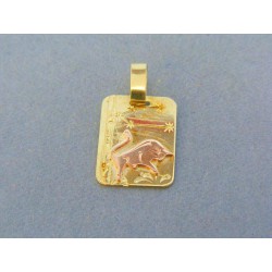 Zlatý prívesok platnička znamenie býk žlté červené zlato VI208V